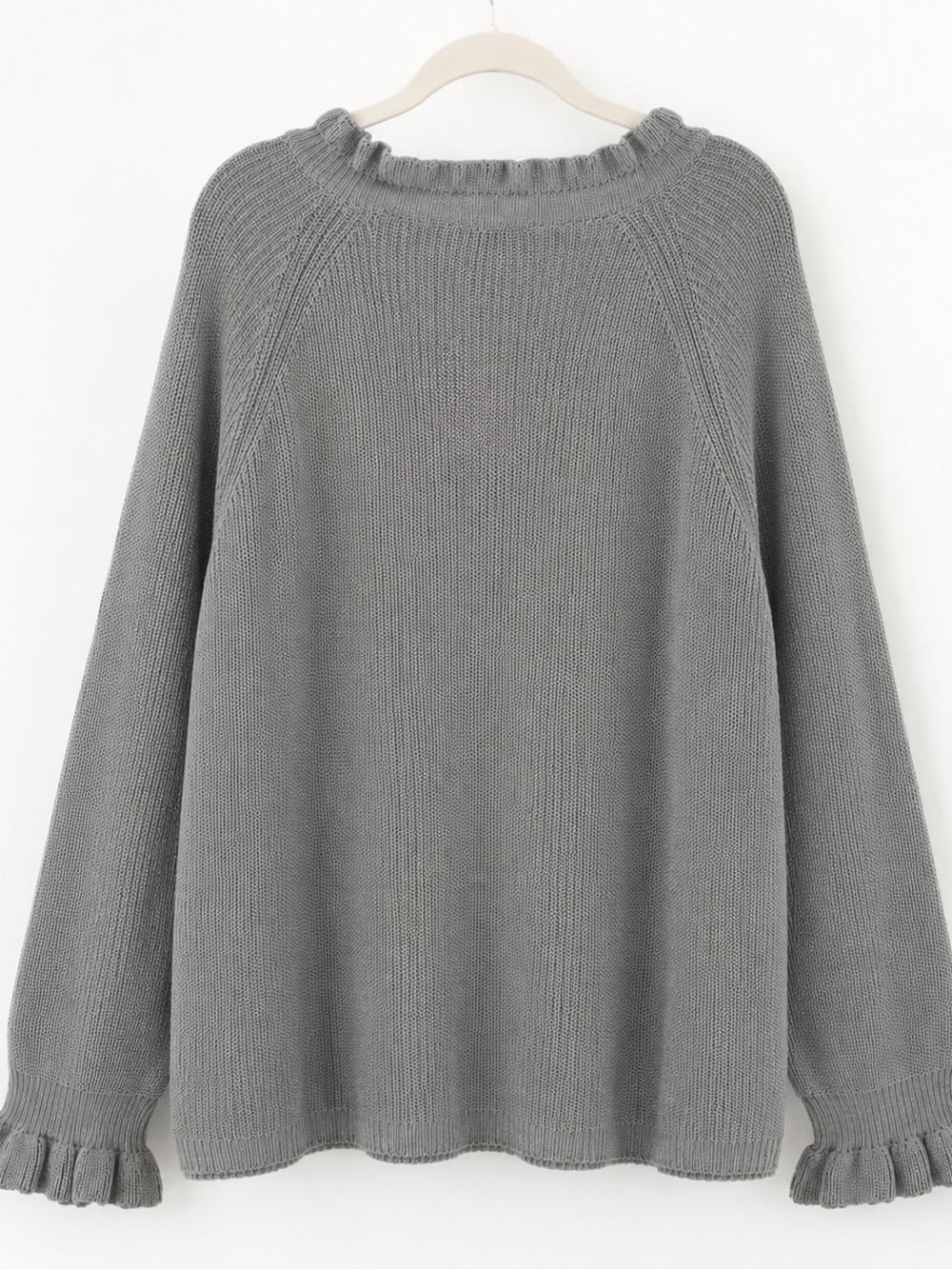 Hayden Los Angeles Gray Ruffle Knit Sweater 2XL NWT Oversized Cottagecore - Picture 3 of 8